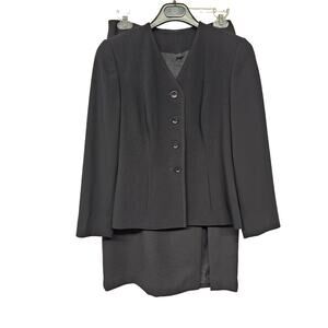 Focus 2000 by Charles Glueck Blazer & Midi Skirt Set Womens Size 4 Black Formal